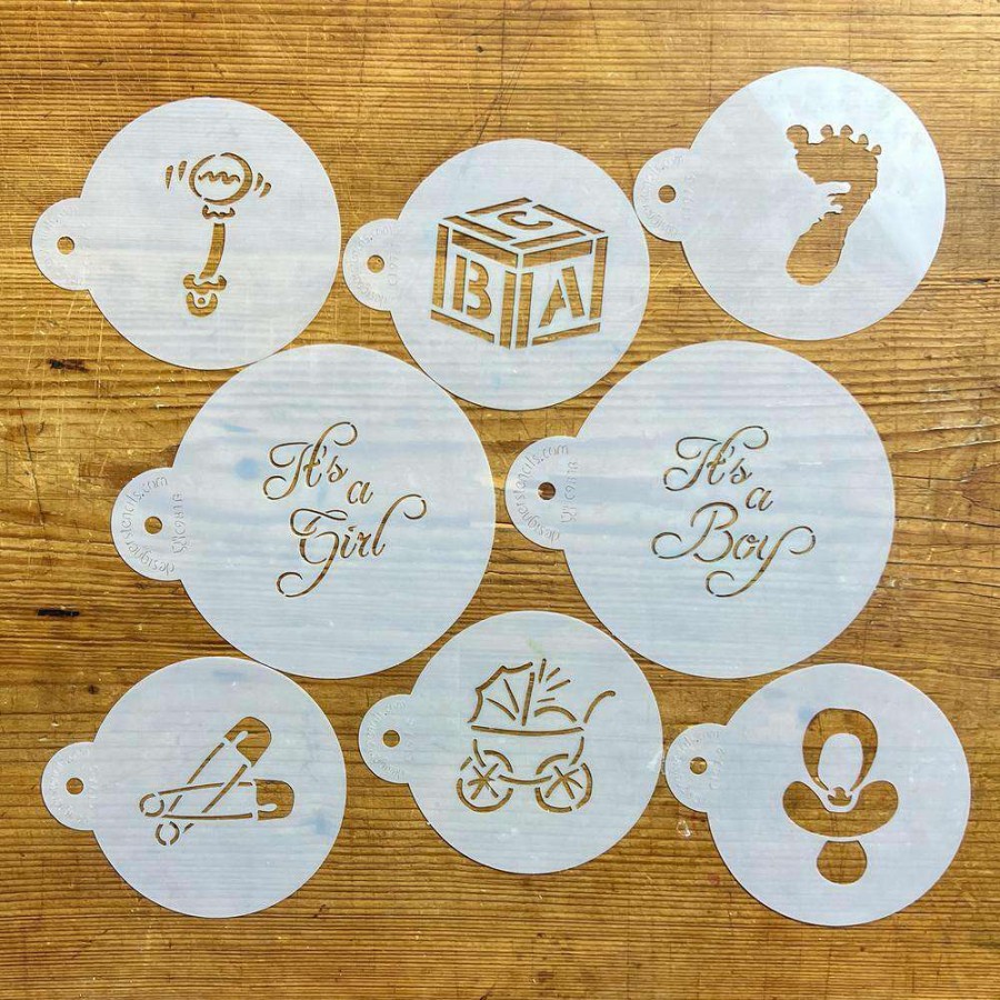 Baking Supplies * | Large Baby Designs And It'S A Boy And Girl Lettering Cookie Stencil Bundle (8-Patterns Set) By Designer Stencils