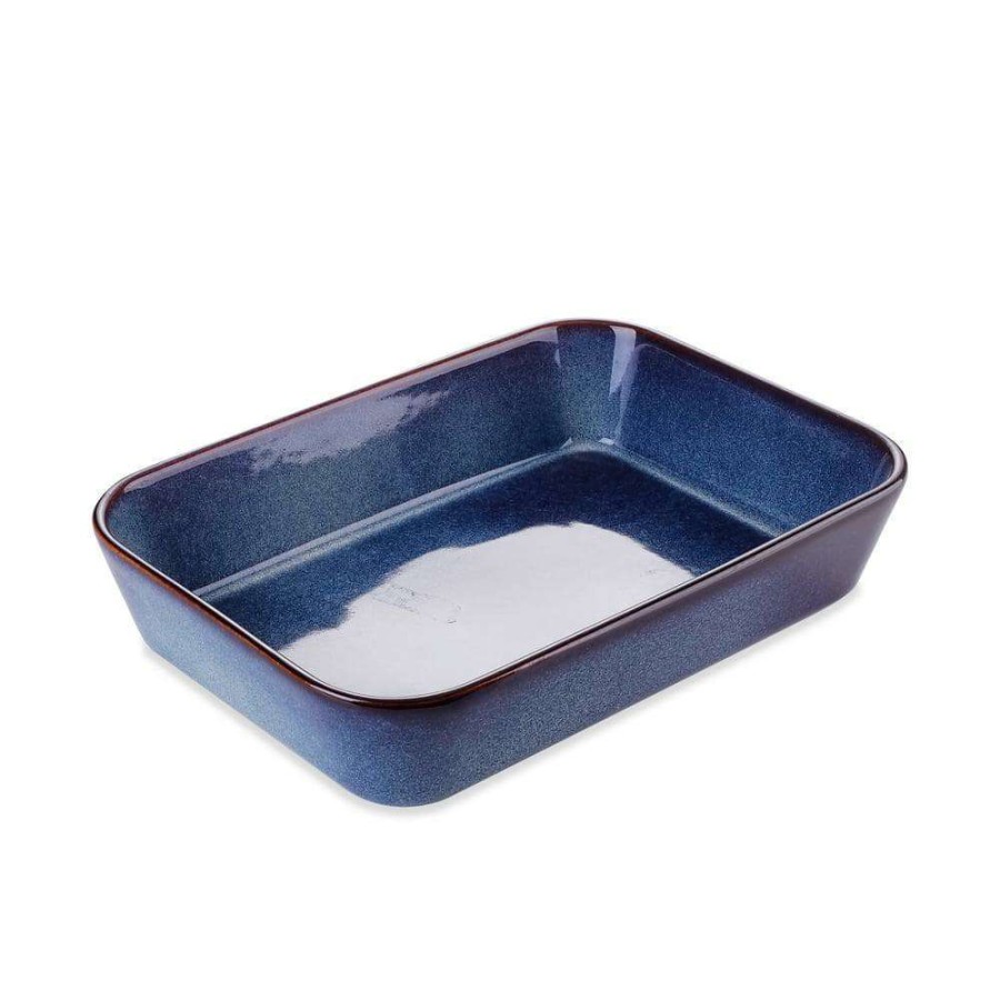 Baking Sheets * | Capri 1-Piece Rectangular Glaze Stoneware Starry Blue Oven Dish Set By Vancasso