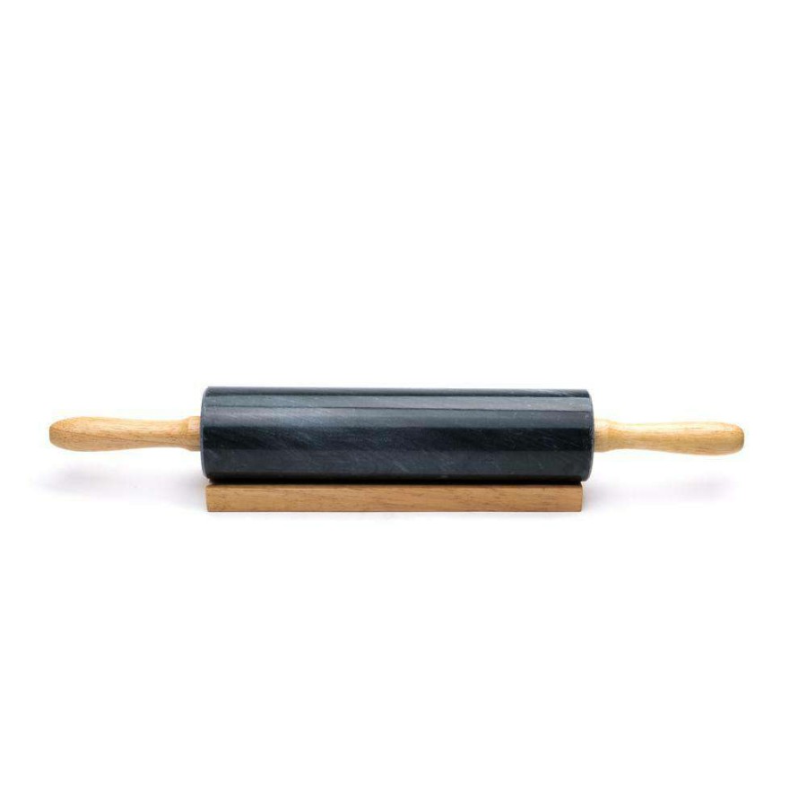 Baking Supplies * | Black Marble Rolling Pin And Base By Fox Run