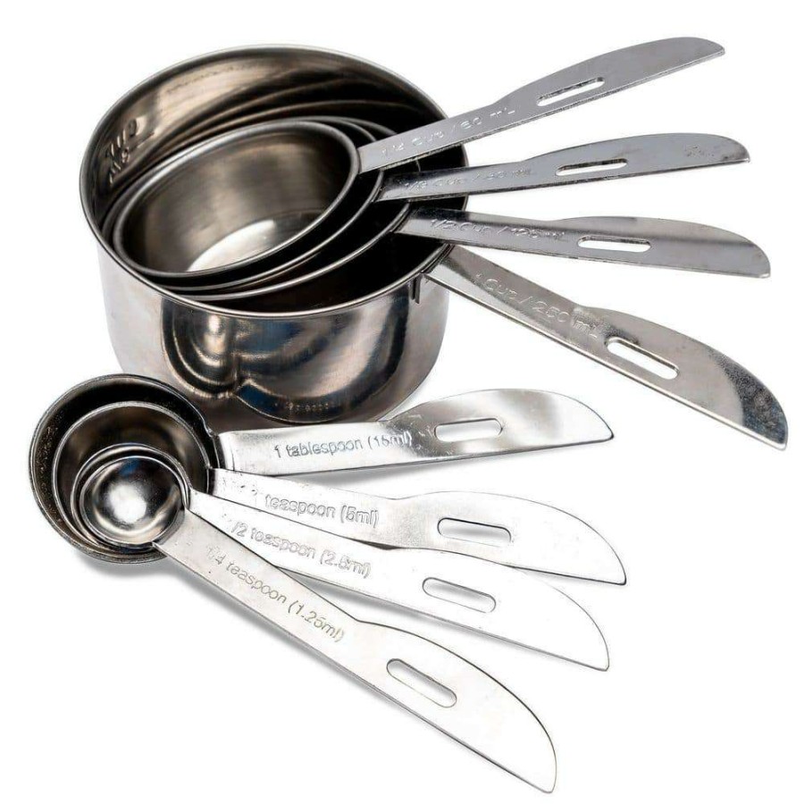 Baking Supplies * | 8-Piece Stainless Steel Measuring Cup And Spoon Set By Lexi Home