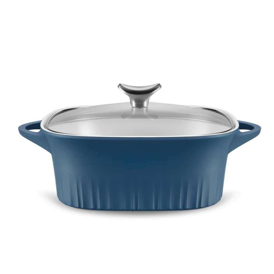 Baking Dishes * | 8 In. X 8 In. Blue Cast Aluminum Baker With Lid By Corningware