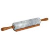 Baking Supplies * | Marble Rolling Pin White With Wooden Rest By Home Basics