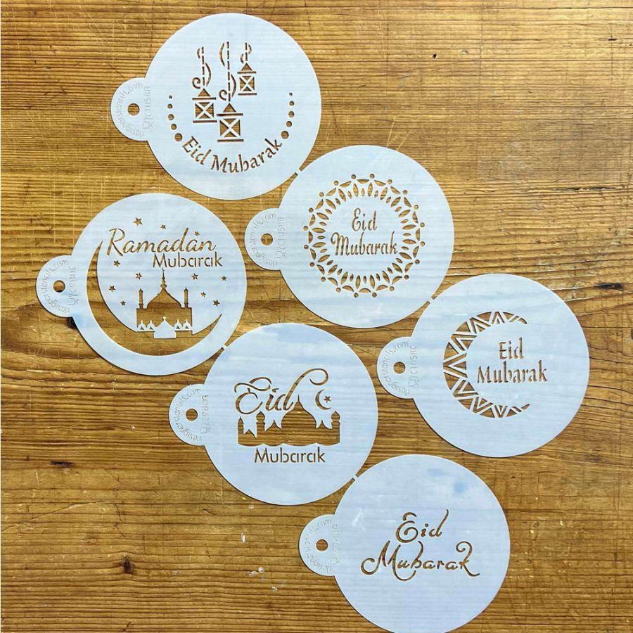 Baking Supplies * | Eid Mubarak Cookie Stencil Bundle (6 Patterns) By Designer Stencils