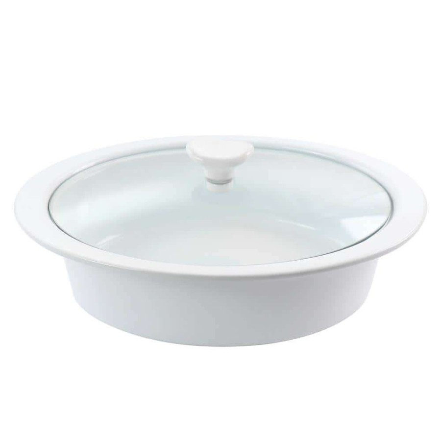 Casserole Dishes * | Gracious Dining 2 Qt. Stoneware Oval Casserole With Glass Lid By Gibson Elite