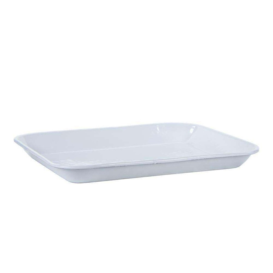 Baking Sheets * | Solid White 10 In. X 13 In. Enamelware Square Quarter Sheet By Golden Rabbit