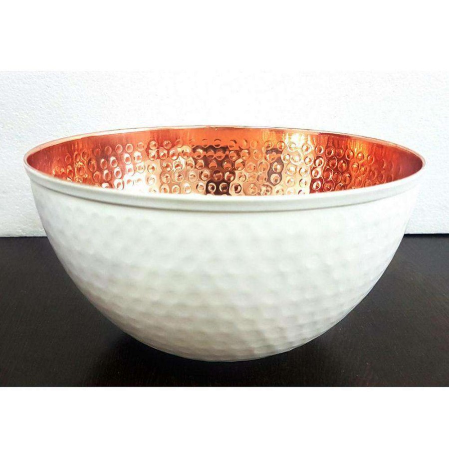 Baking Supplies * | 11.5 In. 100% Pure Hammered Copper Mixing Bowl With White Perfect For Everyday Kitchen Use Or Decor By Alchemade