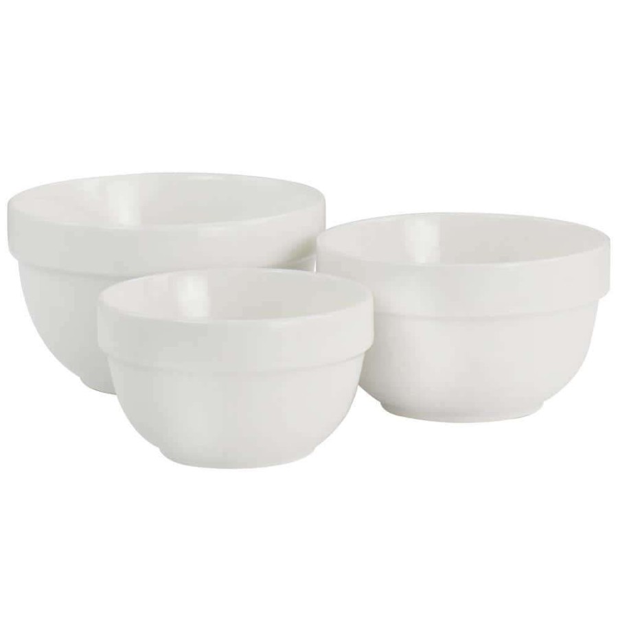 Baking Supplies * | 3-Piece White Everyday Small Ceramic Bowl Set By Martha Stewart