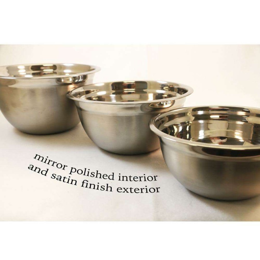 Baking Supplies * | 3-Piece Professional Satin Finish Stainless Steel Mixing Bowls Set By Excelsteel