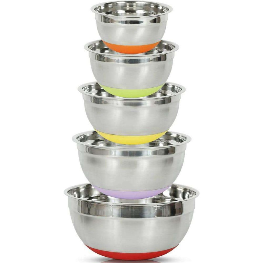 Baking Supplies * | 5-Piece Large Stainless Steel Mixing Bowls Set By The Clean Store