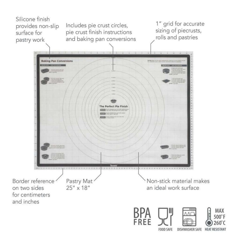 Baking Sheets * | 25 In. X 18 In. Truebake Sil Pastry Mat With Reference Marks For Baking By Spectrum