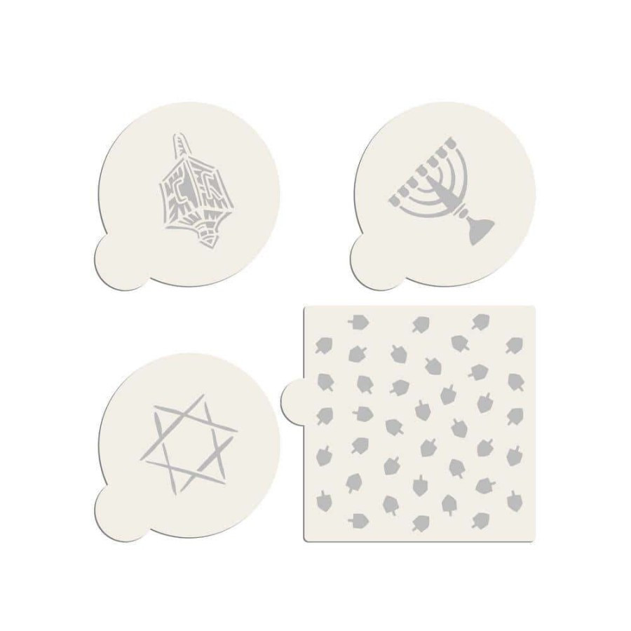 Baking Supplies * | Jewish Symbols, Dreidle Miniprint Cookie Stencil Bundle (4 Patterns) By Designer Stencils