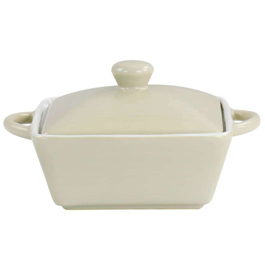 Casserole Dishes * | Mini Stoneware Casserole With Lid In Beige By Martha Stewart