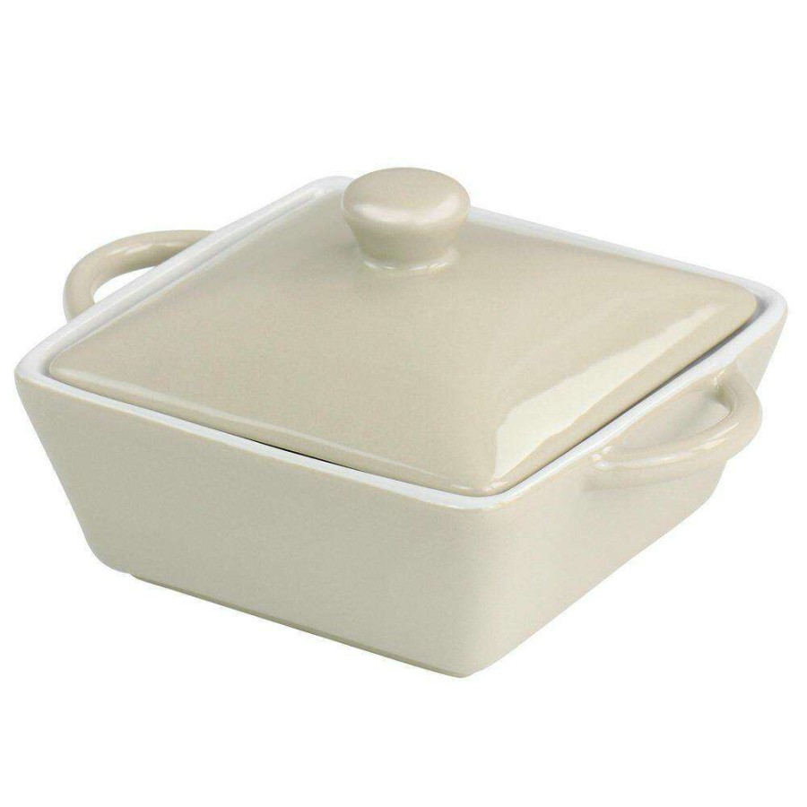 Casserole Dishes * | Mini Stoneware Casserole With Lid In Beige By Martha Stewart