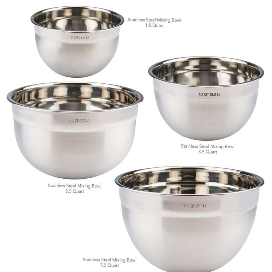 Baking Supplies * | Stainless Steel Mixing Bowl For Tossing Salads And Meal Prep (Set Of 4) By Spectrum