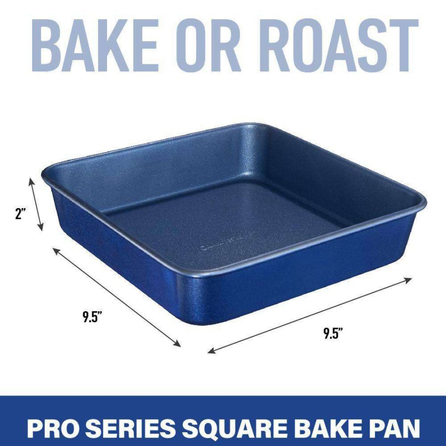 Baking Sheets * | Pro Classic Blue 9 In. 0.8Mm Gauge Diamond And Mineral Infused Nonstick Square Baking Pan By Granite Stone Diamond