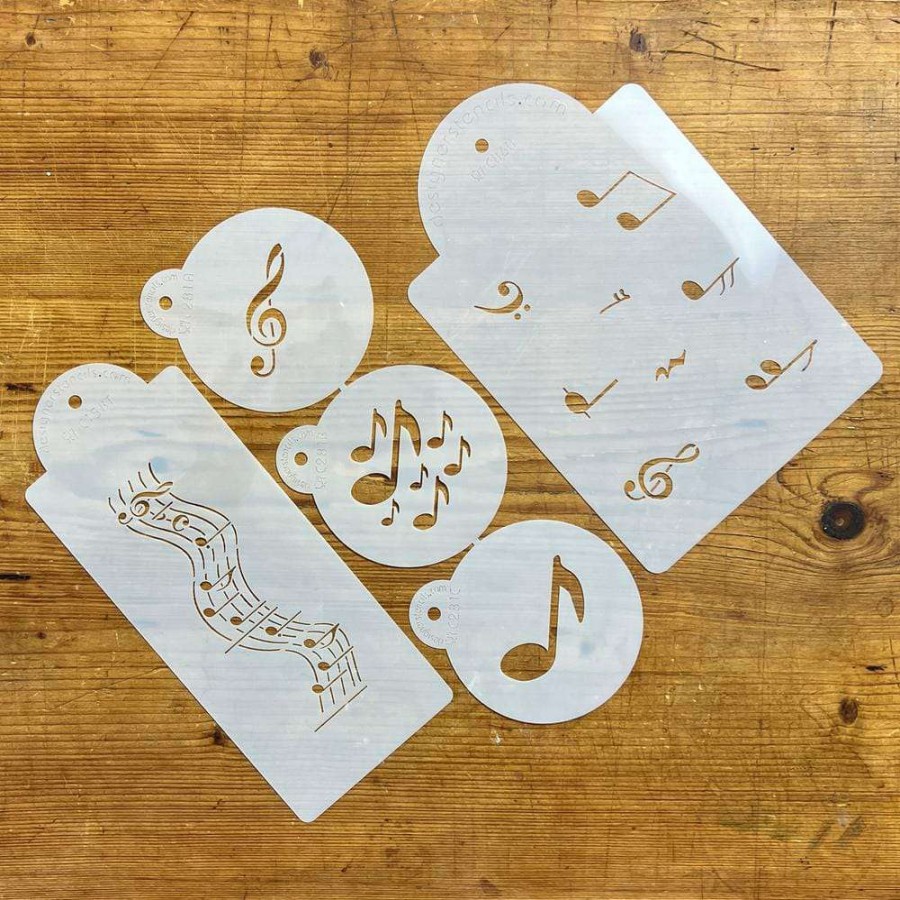 Baking Supplies * | Musical Notes Cookie Stencil Bundle (12 Patterns) By Designer Stencils