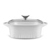 Baking Dishes * | 3.2 Qt. White Cast Aluminum Roaster With Lid By Corningware