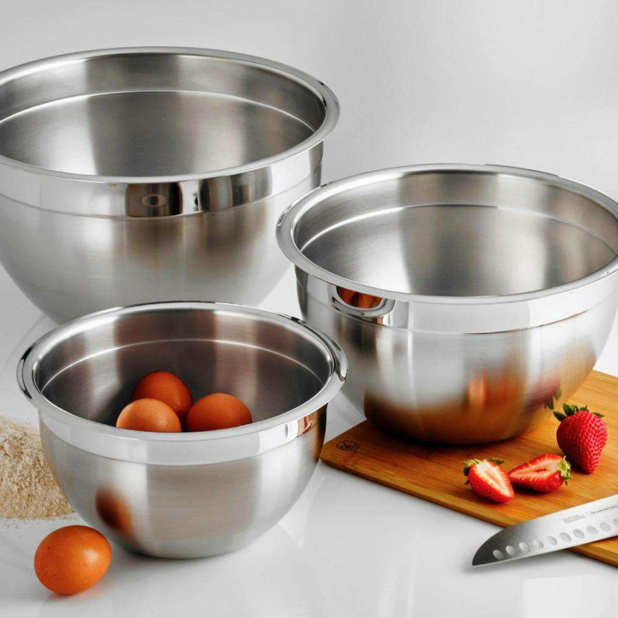 Baking Supplies * | Gourmet 3-Piece Stainless Steel Mixing Bowls By Tramontina