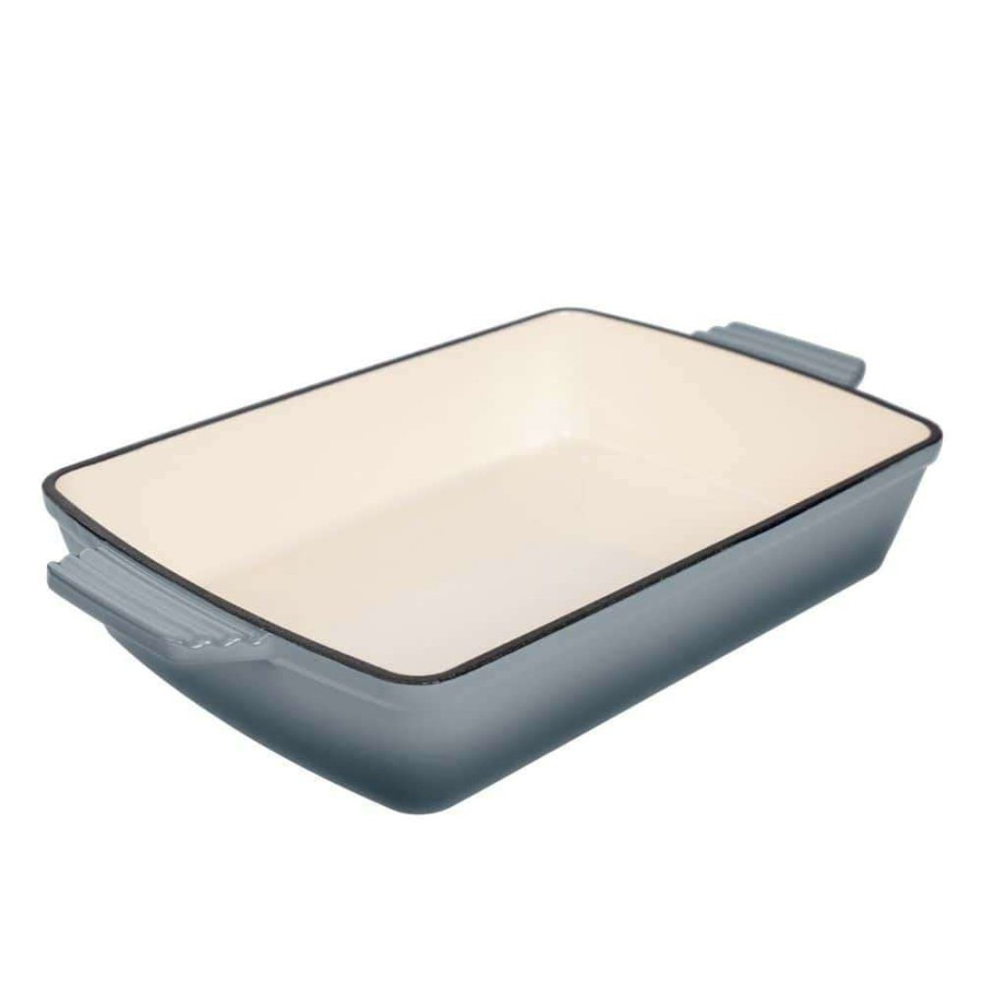 Baking Dishes * | 3 Qt. Rectangular Cast Iron 13 In. Enameled Gray Baking Dish By Lexi Home