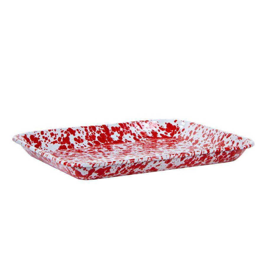 Baking Sheets * | Red Swirl 10 In. X 13 In. Enamelware Square Quarter Sheet By Golden Rabbit