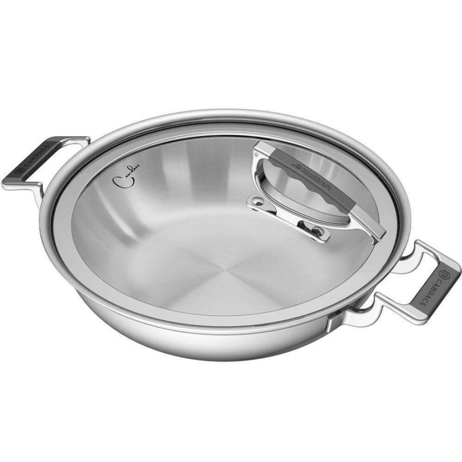 Casserole Dishes * | 3 Qt. Stainless Steel Dual-Handle Casserole Pan With Silicone Handles And Glass Lid With Convenient Rim Latch By Unbranded