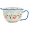 Baking Supplies * | 2 Qt. Anaya Hand Painted Floral Stoneware Batter Bowl With Blue Trim By Gibson Elite