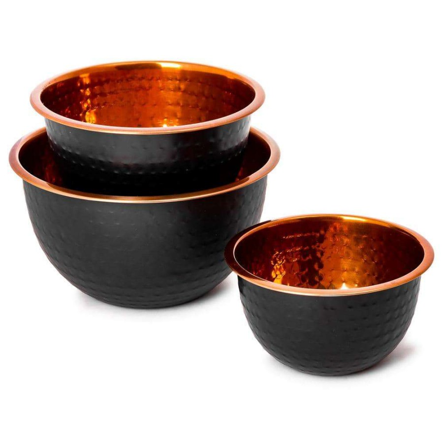 Baking Supplies * | Black/Copper Stainless Steel Nested Mixing Bowls (Set Of 3) By Lexi Home