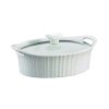 Casserole Dishes * | French White 1.5-Qt Oval Ceramic Casserole Dish With Glass Cover By Corningware