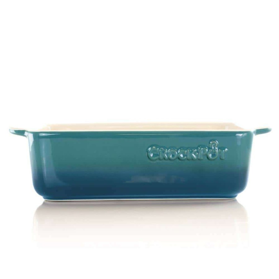 Casserole Dishes * | Artisan 1.25 Qt. Gradient Teal Rectangular Stoneware Bake Pan By Crock-Pot