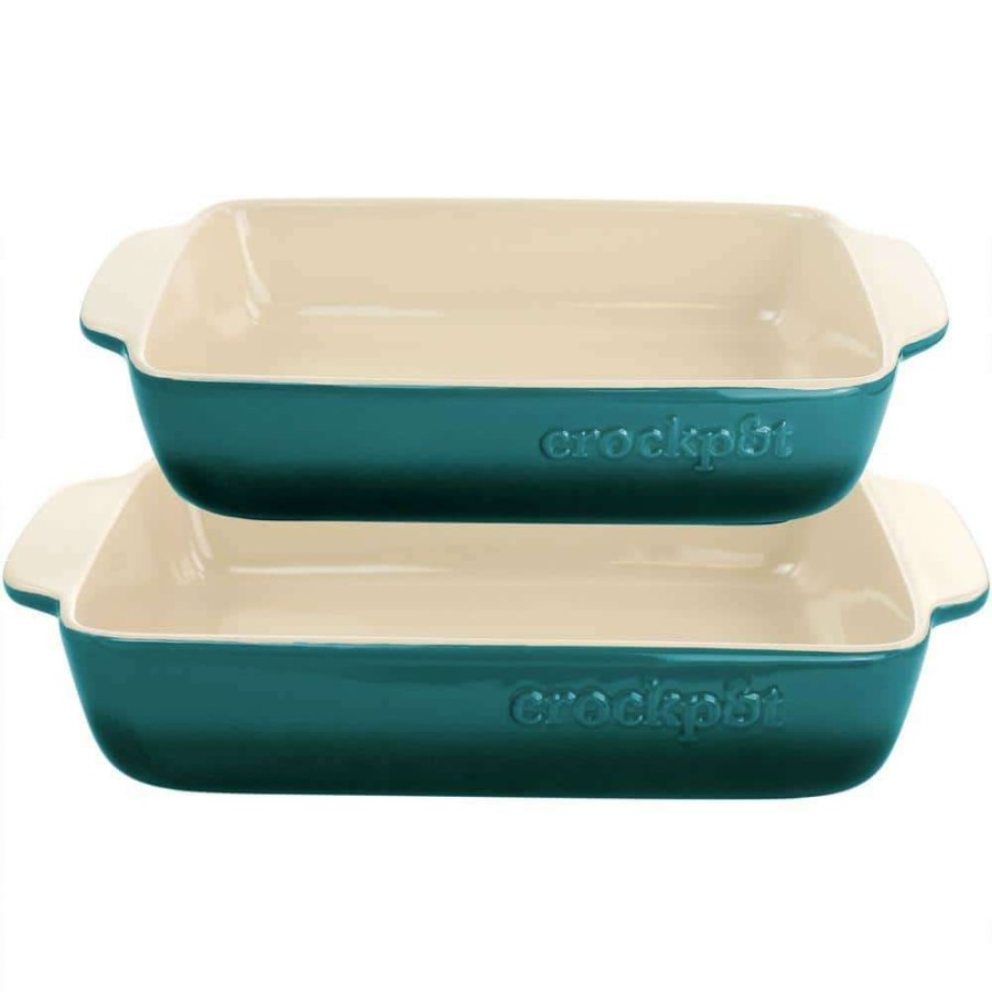 Baking Sheets * | Artisan 2-Piece Stoneware Bake Pans In Gradient Teal By Crock-Pot