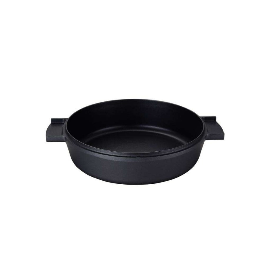 Pizza Pans * | Aluminum Round Low Casserole Pan With Wood Moulding Handle 9.5 Inch By Amercook