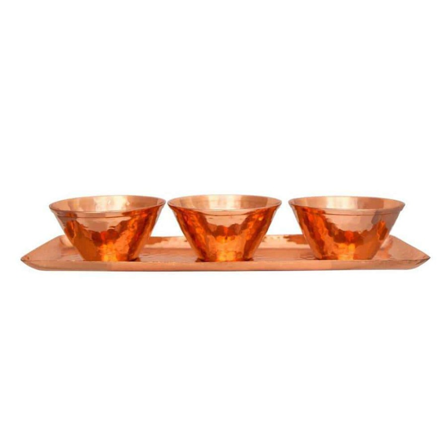 Baking Supplies * | 13 In. X 4 In. 100% Pure Copper Tray With 3 Mixing Bowls Set Perfect For Parties, Events And Everyday Use In The Kitchen By Alchemade