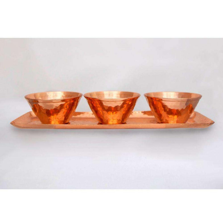 Baking Supplies * | 13 In. X 4 In. 100% Pure Copper Tray With 3 Mixing Bowls Set Perfect For Parties, Events And Everyday Use In The Kitchen By Alchemade