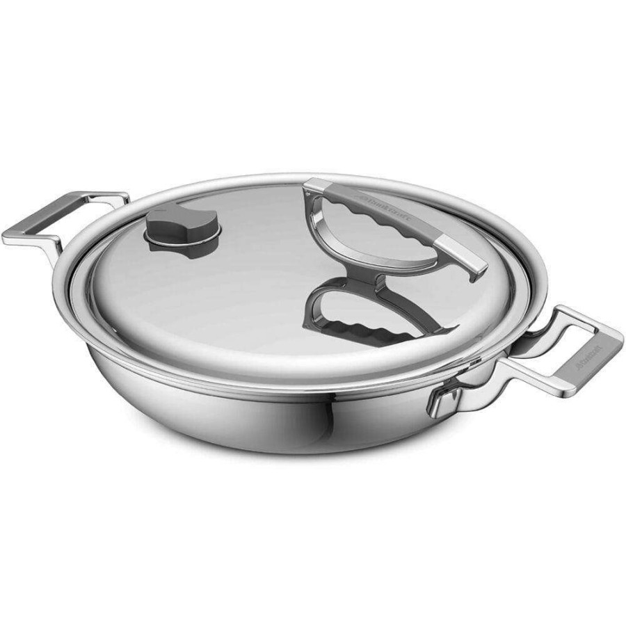 Casserole Dishes * | 3 Qt. Stainless Steel Dual-Handle Casserole Pan With Silicone Handles And Convenient Lid With Patented Rim Latch By Unbranded