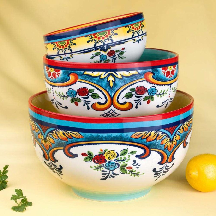 Baking Supplies * | Zanzibar 3-Piece Mixing Bowl Set By Euro Ceramica