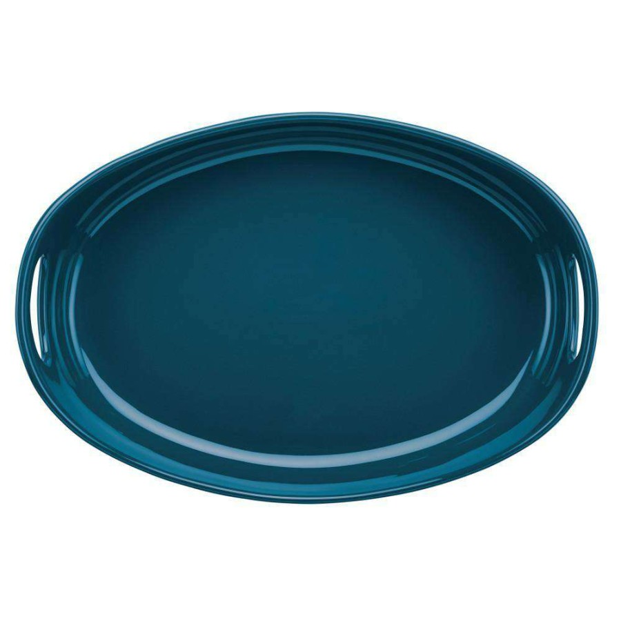 Baking Dishes * | Ceramics 2-Piece Marine Blue Bubble And Brown Oval Baker Set By Rachael Ray