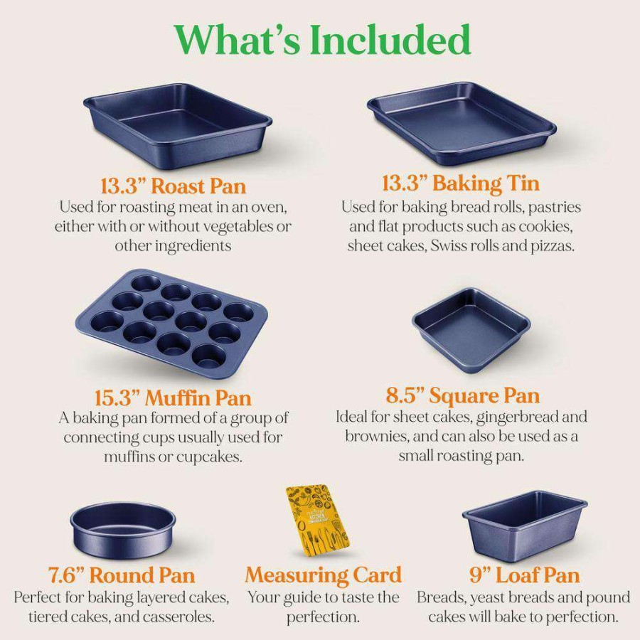 Baking Sheets * | Carbon Steel, Non-Stick Blue Diamond Coating Inside And Outside Bake Tray Sheet Bakeware Set (6-Pieces) By Nutrichef