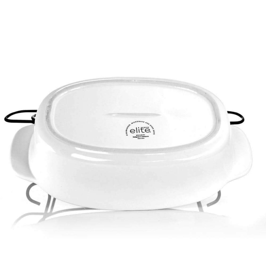 Baking Dishes * | Gracious Dining Oval Stoneware Bakeware With Lid And Metal Rack By Gibson Home