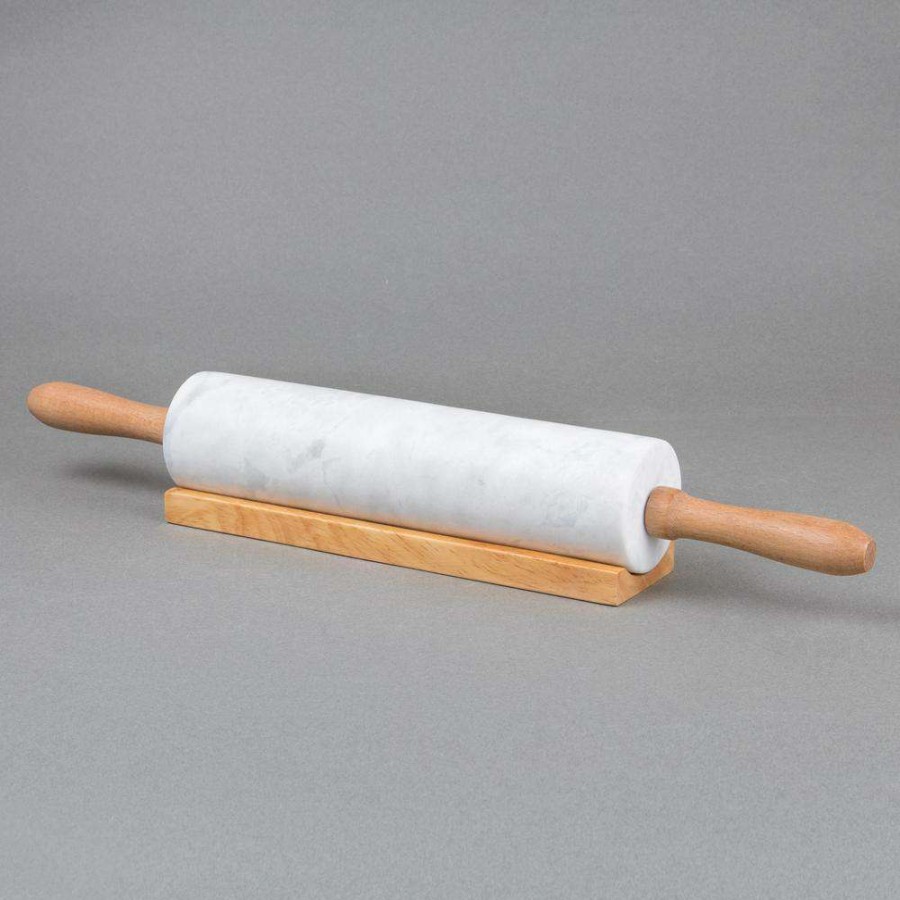 Baking Supplies * | Natural Marble 2-1/4 In. Dia X18 In. Length Rolling Pin Pastry Roller With Wooden Handle And Cradle By Creative Home