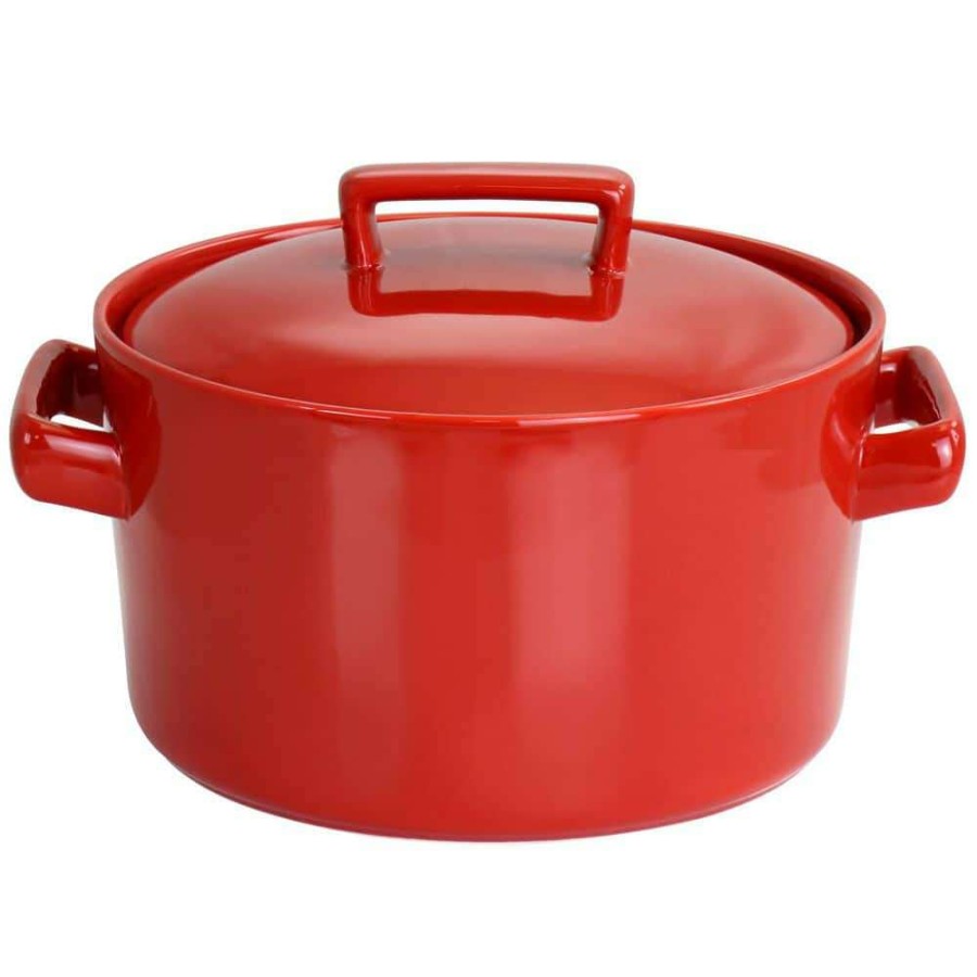 Casserole Dishes * | 3 Qt. Casserole With Lid In Red By Martha Stewart