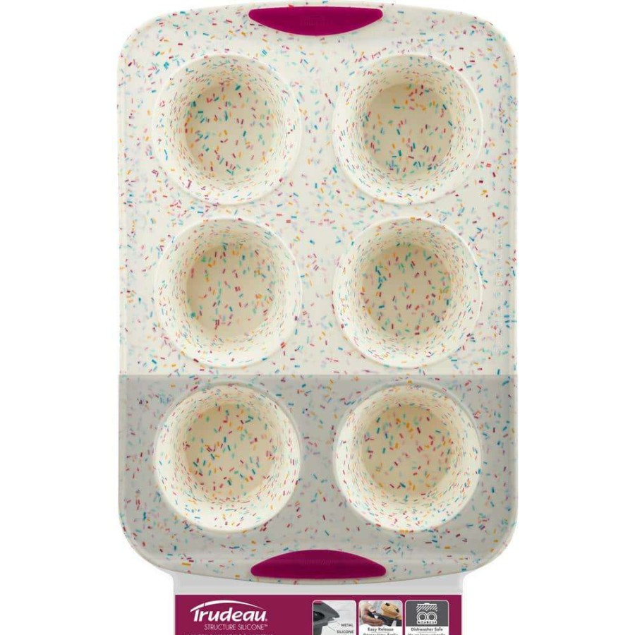 Baking Sheets * | 12-Count Dome Cake Structure Silicone Confetti Fuchsia Baking Pan By Trudeau