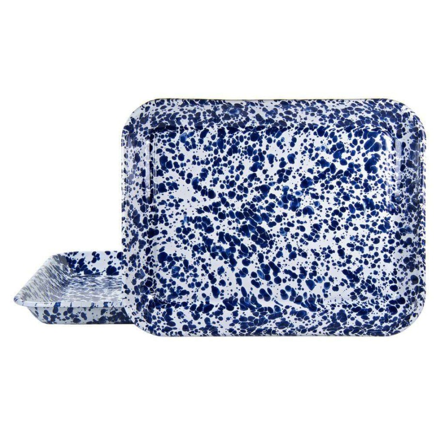 Baking Sheets * | Cobalt Swirl 10 In. X 13 In. Enamelware Square Quarter Sheet By Golden Rabbit