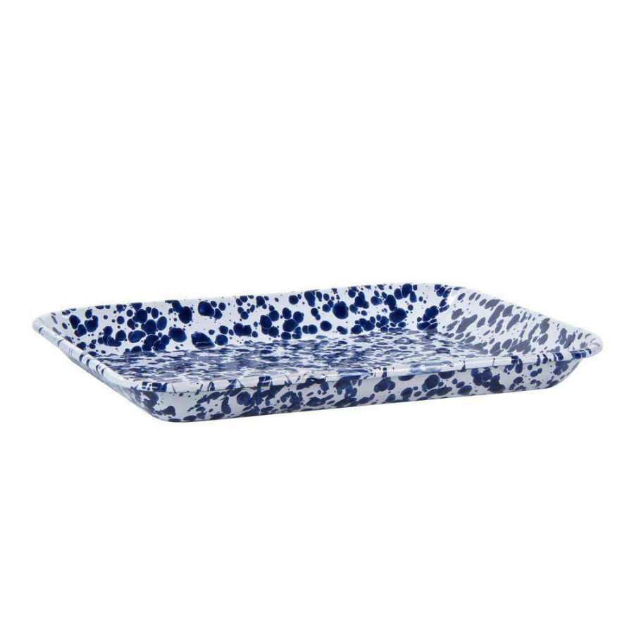 Baking Sheets * | Cobalt Swirl 10 In. X 13 In. Enamelware Square Quarter Sheet By Golden Rabbit